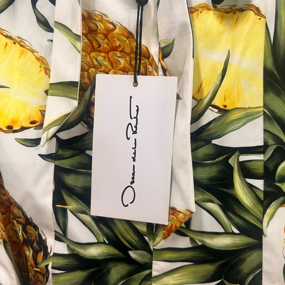 OSCAR DE LA RENTA WOMEN'S PINEAPPLE-PRINT COTTON MIDI DRESS IN MULTI - Picture 4 of 7